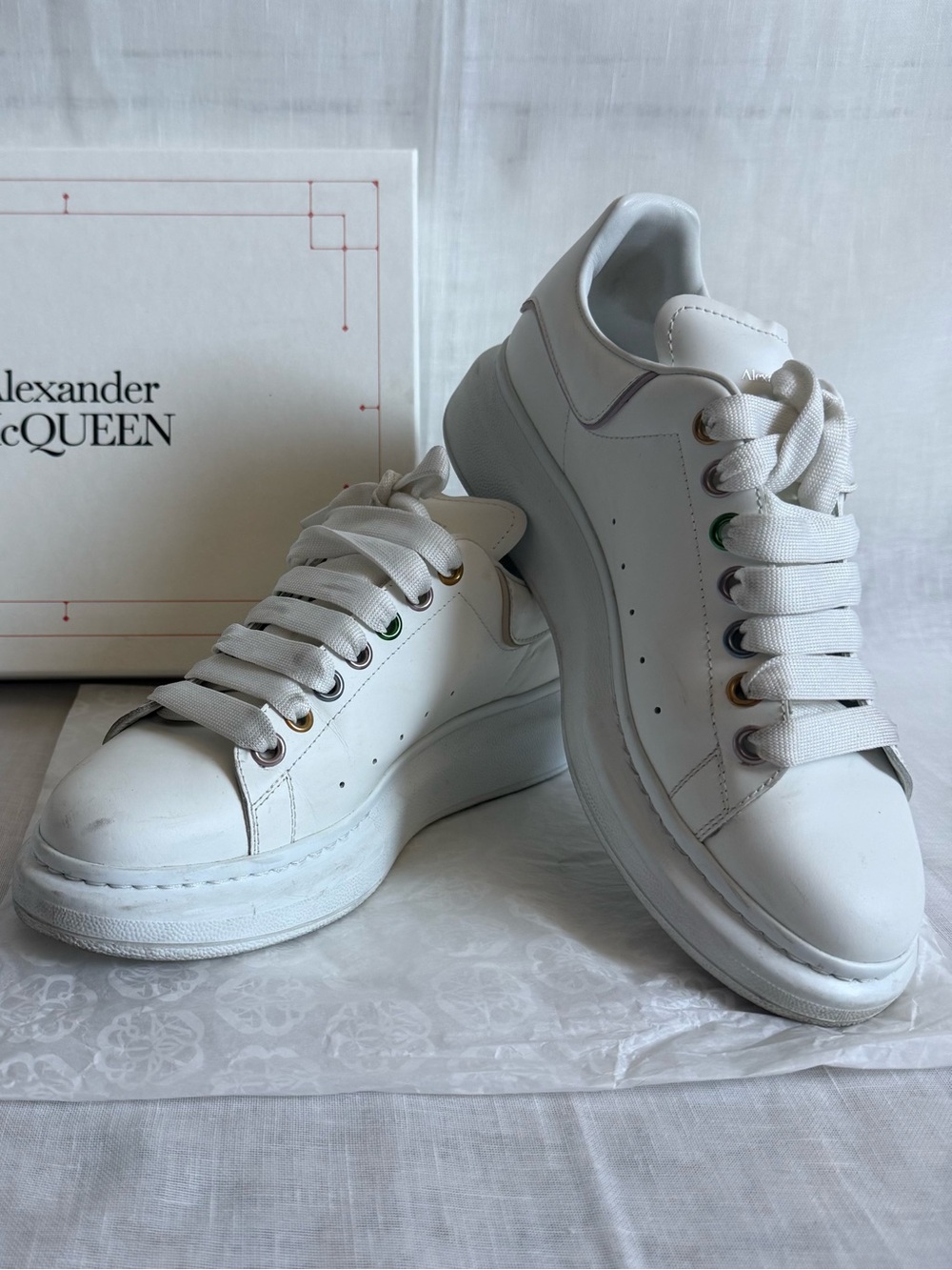 Alexander McQueen Larry White/Multi Leather Sneakers - EU 40+